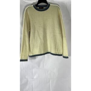 ALPS Women’s Beige-Blue Crewneck Wool-Blend Pullover Sweater SZ L